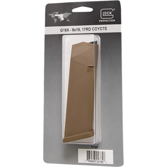GLOCK MAGAZINE MODEL 19X 9MM LUGER 17-ROUNDS COYOTE BROWN