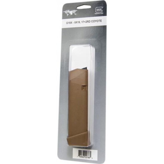 GLOCK MAGAZINE MODEL 19X 9MM LUGER 19-ROUNDS COYOTE BROWN