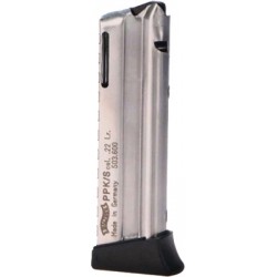 WALTHER MAGAZINE PPK/S .22LR 10-ROUNDS NICKEL PLATED STEEL WALTHER MAGAZINE PPK/S .22LR 10-ROUNDS NICKEL PLATED STEEL