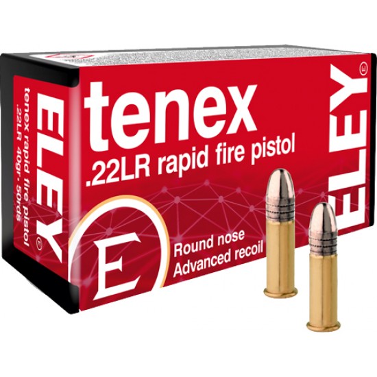 ELEY TENEX RAPID FIRE PISTOL 22LR 40GR RN 50RD 100BX/CS