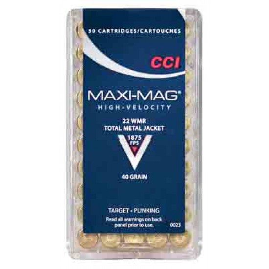 CCI AMMO MAXI-MAG .22 WMR 1875FPS. 40GR. FMJ SOLID 50PK.