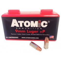 ATOMIC AMMO 9MM LUGER +P 124GR. BONDED JHP 50-PACK ATOMIC AMMO 9MM LUGER +P 124GR. BONDED JHP 50-PACK