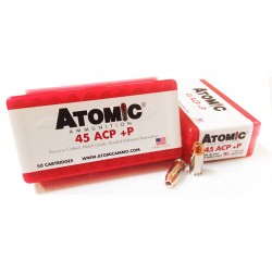 ATOMIC AMMO 45ACP +P 185GR BONDED JHP 50-PACK ATOMIC AMMO 45ACP +P 185GR BONDED JHP 50-PACK