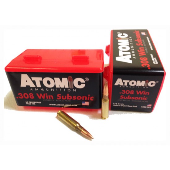 ATOMIC AMMO .308WIN SUBSONIC 175GR. SIERRA BTHP 50-PACK