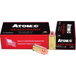 ATOMIC AMMO .45ACP MATCH 185GR LEAD SWC COPPER PLATED 50-PK ATOMIC AMMO .45ACP MATCH 185GR LEAD SWC COPPER PLATED 50-PK