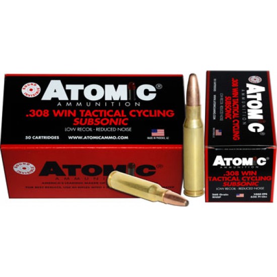 ATOMIC AMMO .308WIN SUBSONIC 260GR. ROUND NOSE SP 50-PACK