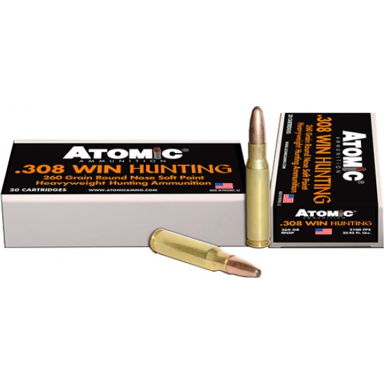 ATOMIC AMMO .308WIN 260GR. ROUNDNOSE SOFTPOINT 20-PACK