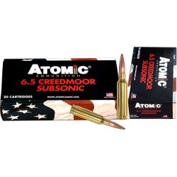ATOMIC AMMO 6.5 CREEDMOOR SUBSONIC 129GR. HP 20-PK ATOMIC AMMO 6.5 CREEDMOOR SUBSONIC 129GR. HP 20-PK