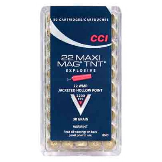 CCI AMMO MAXI-MAG .22 WMR 2200FPS. 30GR. TNT-JHP 50-PACK