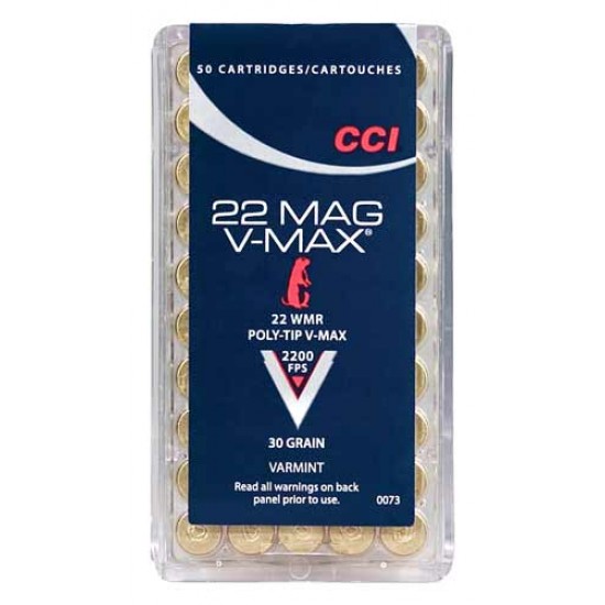 CCI AMMO V-MAX .22 WMR 2200FPS. 30GR. V-MAX 50-PACK