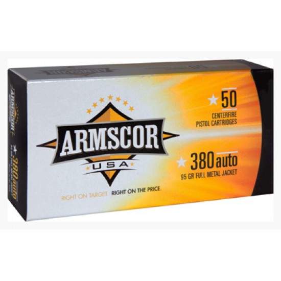 ARMSCOR AMMO .380ACP 95GR. FMJ 50-PACK MADE IN USA