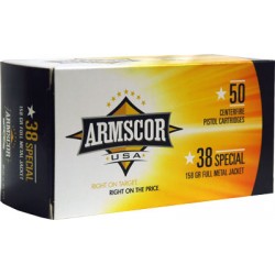 ARMSCOR AMMO .38 SPECIAL 158GR FMJ-RN 50-PACK MADE IN USA