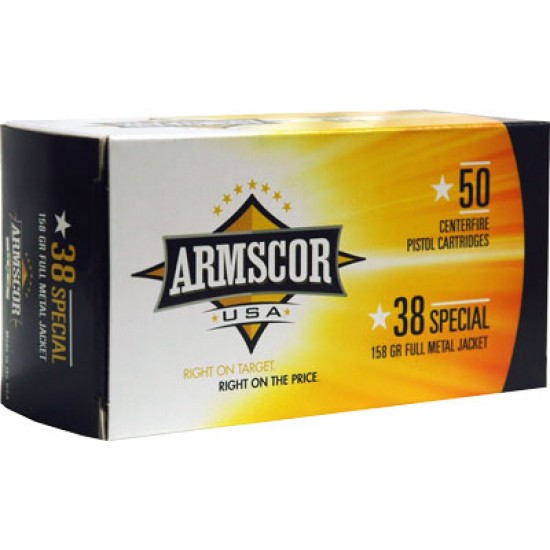 ARMSCOR AMMO .38 SPECIAL 158GR FMJ-RN 50-PACK MADE IN USA