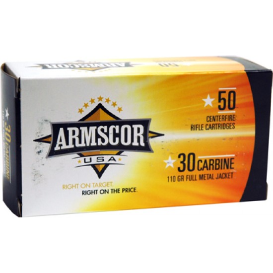 ARMSCOR AMMO .30 CARBINE 110GR 110GR FMJ 50 PACK MADE IN USA