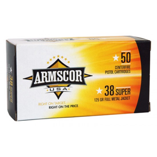 ARMSCOR AMMO .38 SUPER 125GR. FMJ 50-PACK MADE IN USA