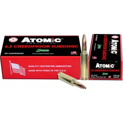 ATOMIC AMMO 6.5CM SUBSONIC 130 GR HPBT 20RD ATOMIC AMMO 6.5CM SUBSONIC 130 GR HPBT 20RD