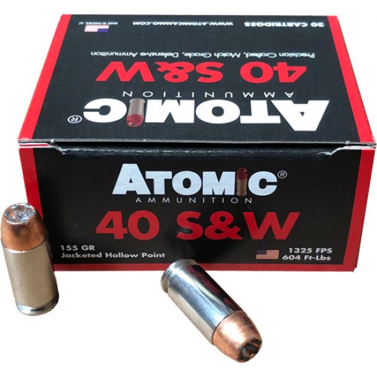 ATOMIC AMMO .40SW 155GR. BONDED JHP 20-PACK