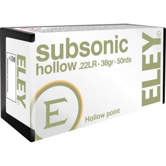 ELEY SUBSONIC HOLLOW POINT 22LR 38GR. 50 PACK