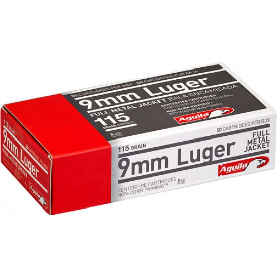 AGUILA AMMO 9MM LUGER 115GR. FMJ-RN 50-PACK
