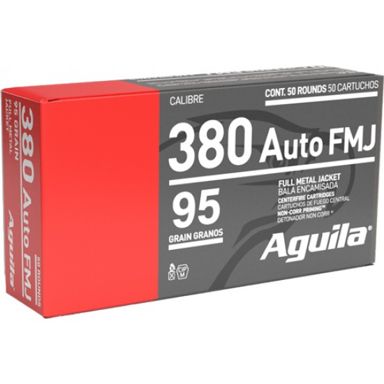 AGUILA 380 ACP 95GR FMJ-RN 50RD 10BX/CS
