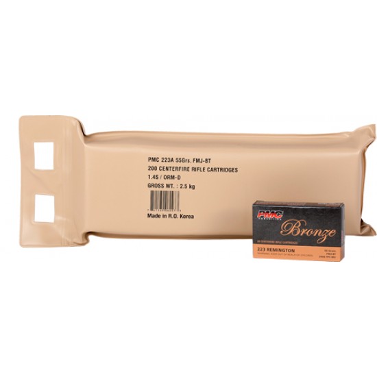 PMC AMMO .223 REMINGTON 55GR. BT FMJ 200 ROUND BATTLE PACK