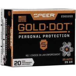 SPEER AMMO GOLD DOT .25ACP 35GR. GDHP 20-PACK