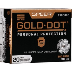 SPEER AMMO GOLD DOT .380ACP 90GR. GDHP 20-PACK