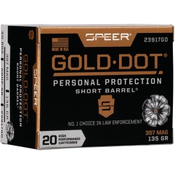 SPEER AMMO GOLD DOT SHORT BARREL .357 MAGNUM 135GR. GDHP 20-PK.