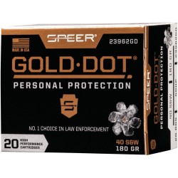 SPEER AMMO GOLD DOT .40SW 180GR. GDHP 20-PACK