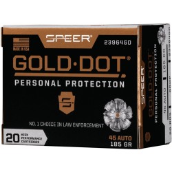 SPEER AMMO GOLD DOT .45ACP 185GR. GDHP 20-PACK