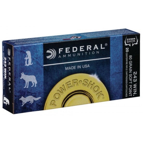 FEDERAL AMMO POWER-SHOK .243 WIN 80GR. SP 20-PACK