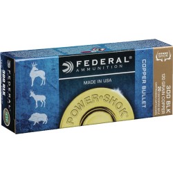 FEDERAL AMMO .300AAC BLACKOUT120GR. COPPER POWER SHOK 20-PK
