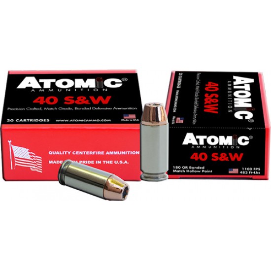 ATOMIC AMMO .40SW 180GR. BONDED JHP 20-PACK