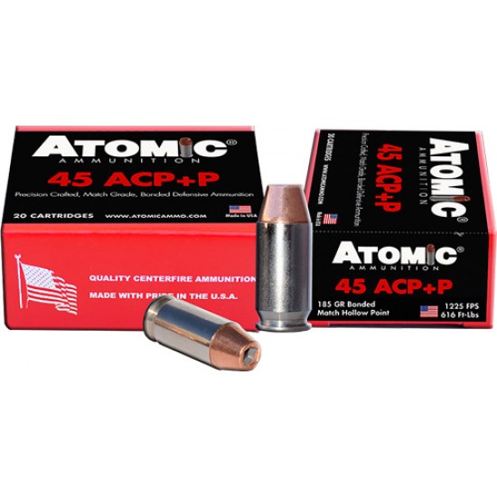 ATOMIC AMMO .45ACP +P 185GR. BONDED JHP 20-PACK