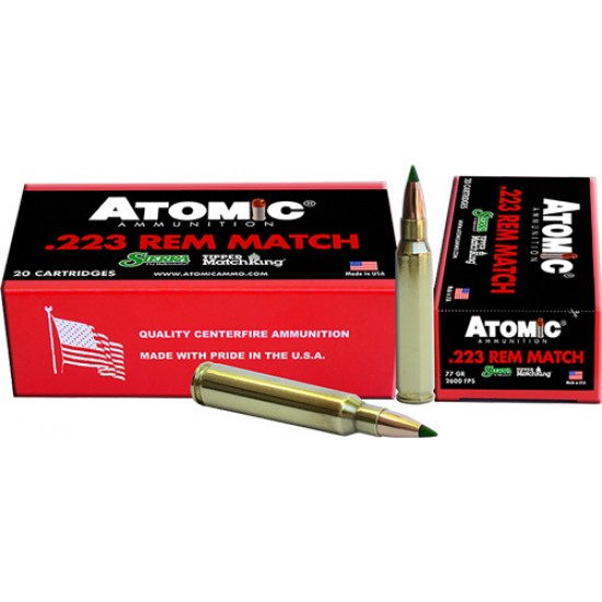 ATOMIC AMMO .223 REMINGTON MATCH 77GR. SIERRA TMK 20-PACK