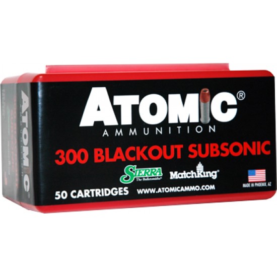 ATOMIC AMMO .300AAC BLACKOUT SUB-SONIC 220GR. HPBT 50-PACK