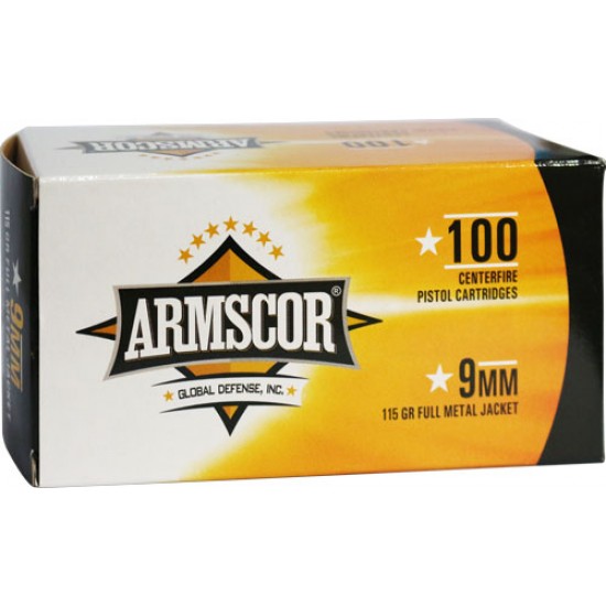 ARMSCOR AMMO 9MM LUGER 115GR. FMJ VALUE PACK 100 ROUND PACK