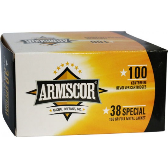 ARMSCOR AMMO .38SPL. 158GR. FMJ VALUE PACK 100 ROUND PACK