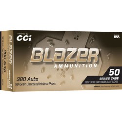 CCI BLAZER BRASS 380 ACP 98GR JHP 50RD 20BX/CS CCI BLAZER BRASS 380 ACP 98GR JHP 50RD 20BX/CS