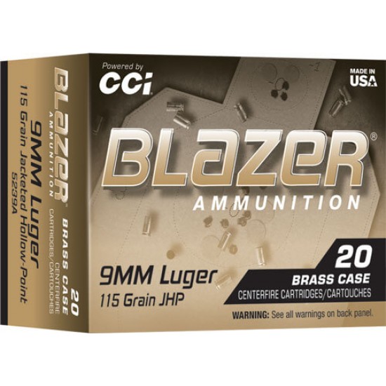 CCI BLAZER BRASS 9MM 115GR JHP 20RD 25BX/CS