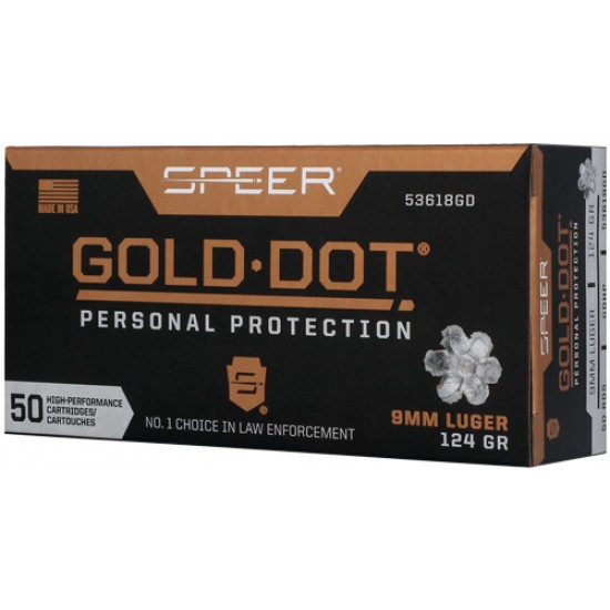 SPEER GOLD DOT 9MM LUGER 124GR GDHP 50RD 10BX/CS