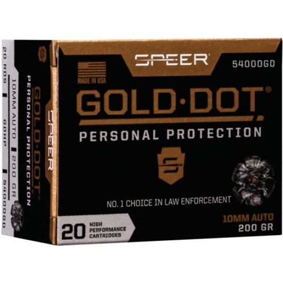 SPEER AMMO GOLD DOT 10MM 200GR. GDHP 20-PACK