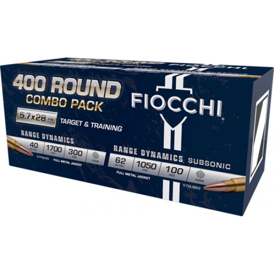 FIOCCHI 5.7X28 300RD 40GR FMJ 100RD 62GR FMJ COMBO PACK