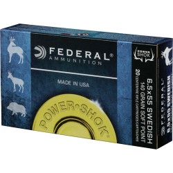 FEDERAL AMMO POWER-SHOK 6.5X55 SWEDISH MAUSER 140GR. SP 20-PK