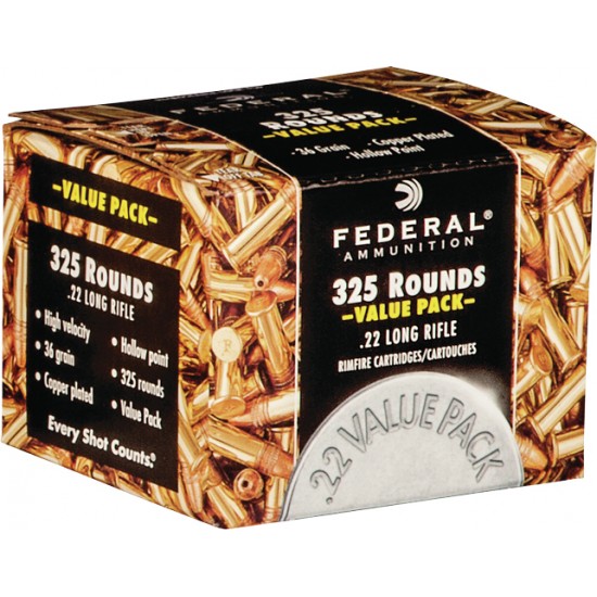 FEDERAL AMMO .22LR 1260FPS. 36GR. HOLLOW POINT 325-PACK