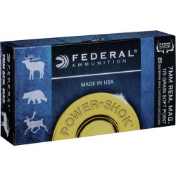 FEDERAL AMMO POWER-SHOK 7MM. REM. MAG . 175GR. SP 20-PACK