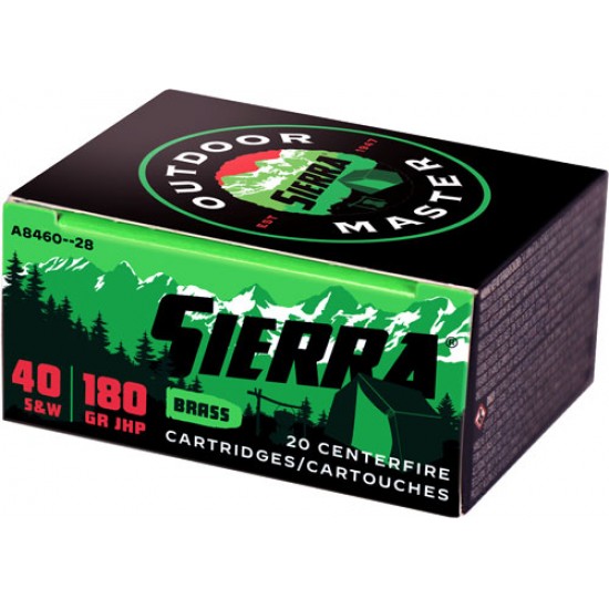 SIERRA AMMO OUTDOOR MASTER .40SMITH & WESSON 180GR JHP 20-PACK
