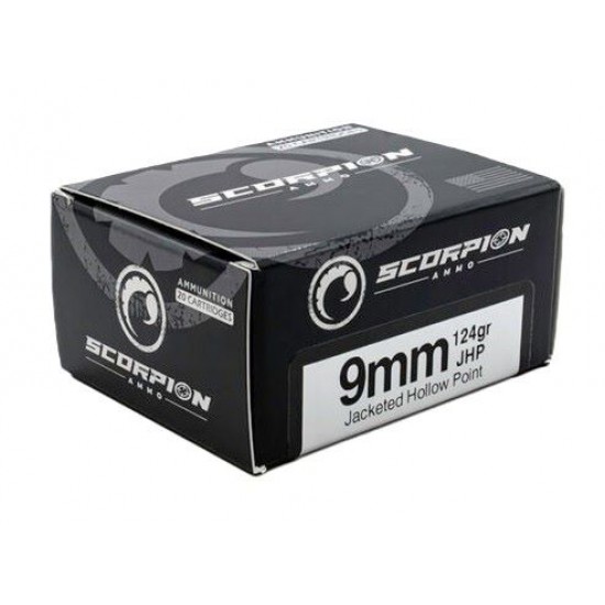 SCORPION 9MM LUGER 124GR JHP 20RD 10BX/CS