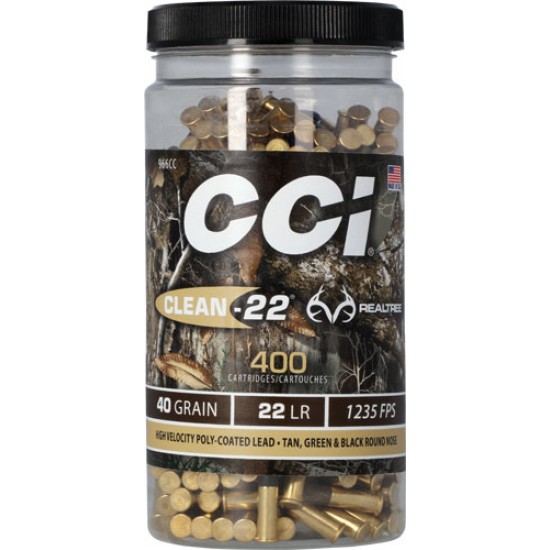 CCI AMMO CLEAN .22LR 400-PACK 40GR. REALTREE POLYMER RN