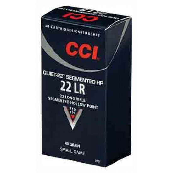 CCI AMMO QUIET .22LR 710FPS. 40GR. SEGMENTED HP 50-PK